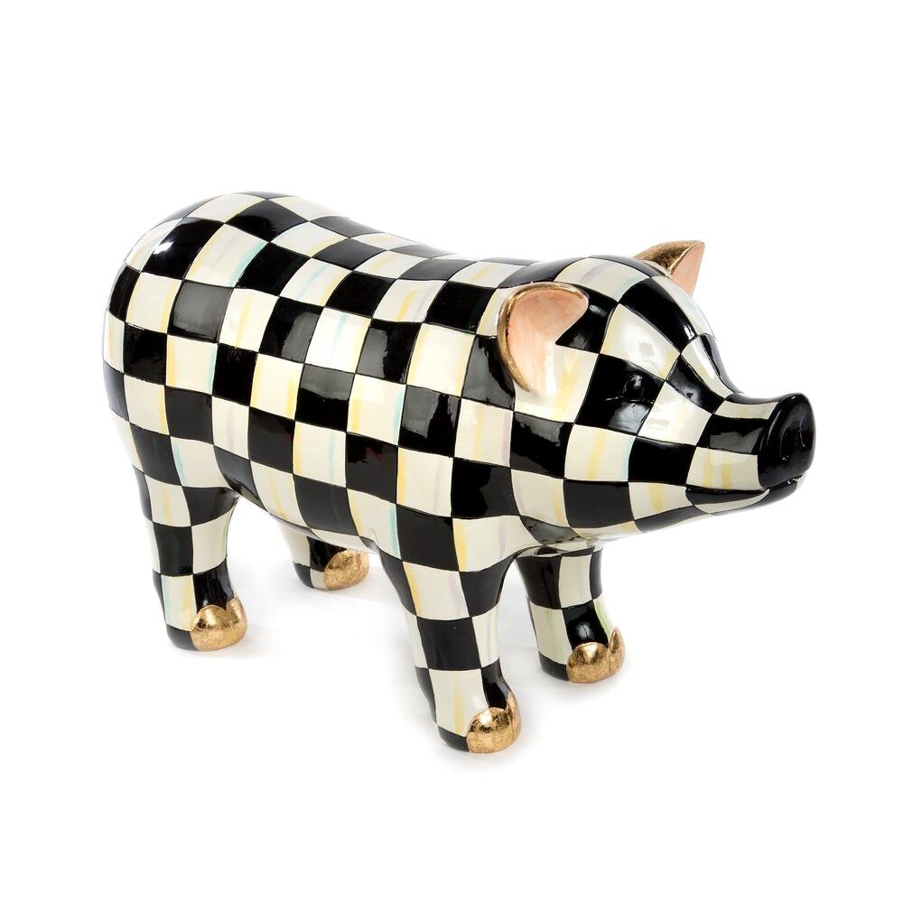 Brand New Mackenzie-Childs Courtly Check Pig Figurine
